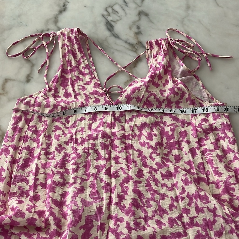 h&m tie detailed crepe v neck Maxi dress Pink Cream Loose Fit S/M - Picture 10 of 14